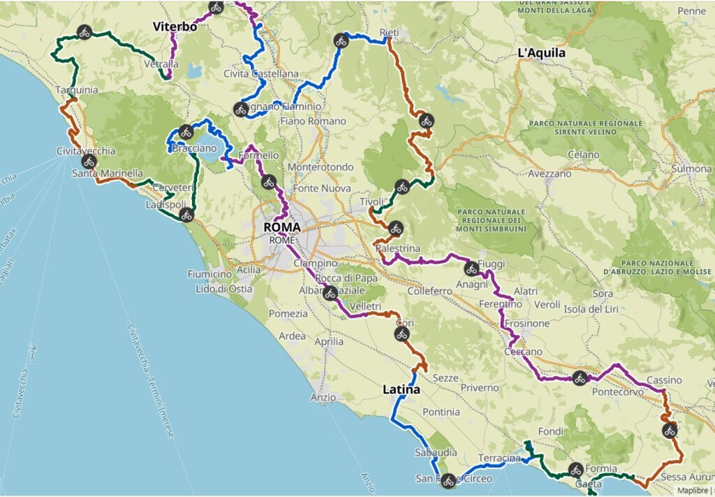 mappa Gran Tour del Lazio